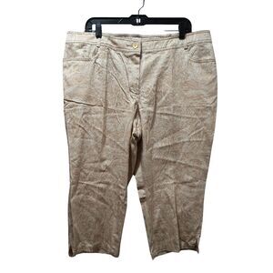 Susan Graver Capri Pants Women’s 18W Beige Cream Paisley Stretch 38x19.5